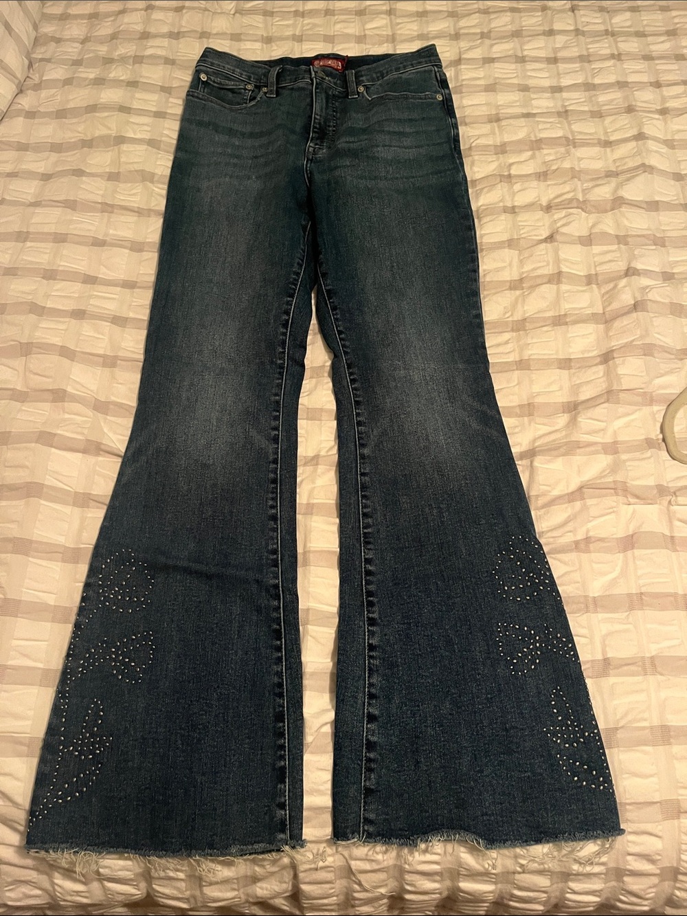 Lucky Brand Dark Blue Flare Jeans with Studded Motifs